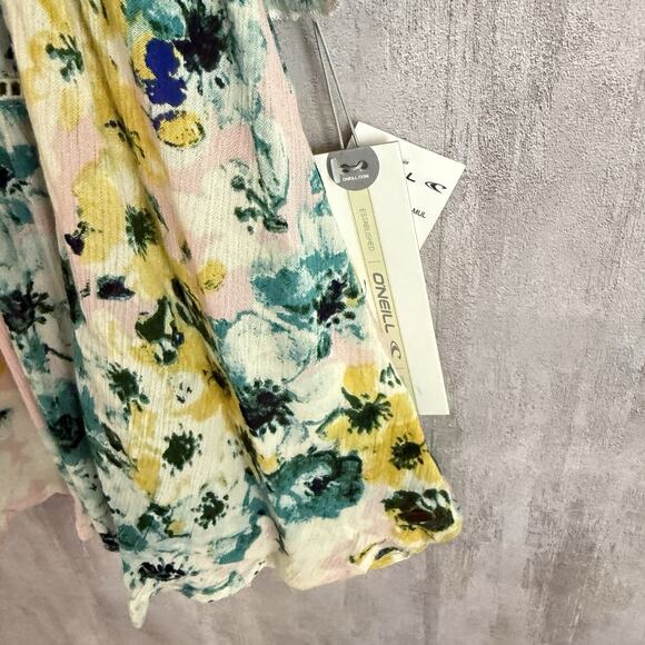 O’Neill Printed Top Womens Medium Spaghetti Straps T Back Flowy Ruffles Floral - Picture 4 of 13
